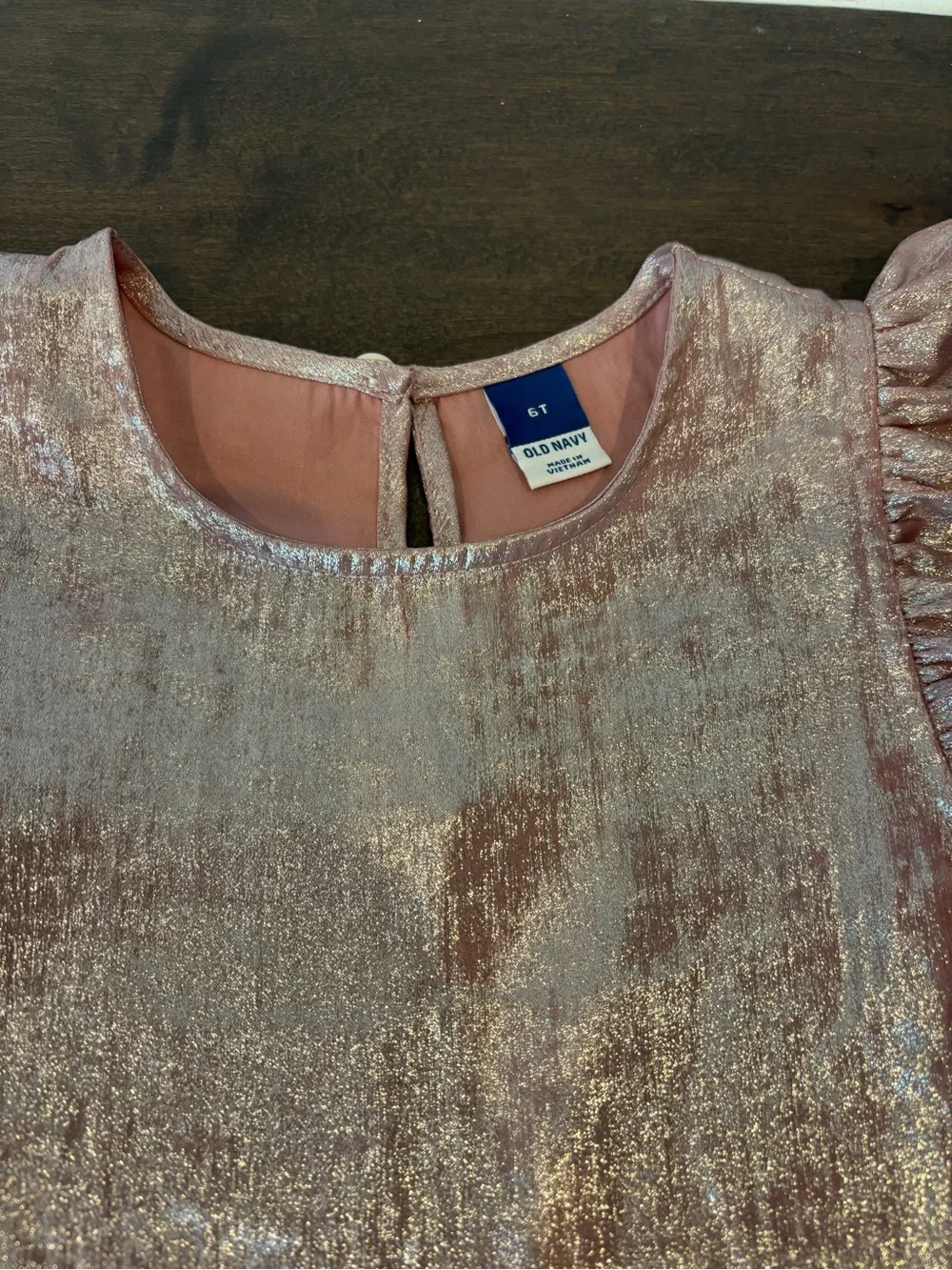 Old Navy Shimmery Pink Metallic Ruffle Dress